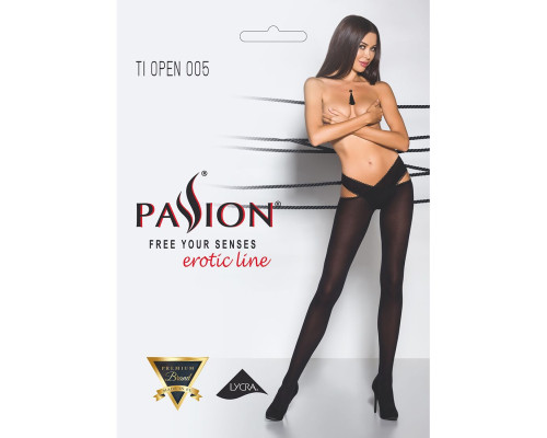 Еротичні колготки Passion TIOPEN 005 1/2 (60 den), nero, з вирізом, оригінальний пояс