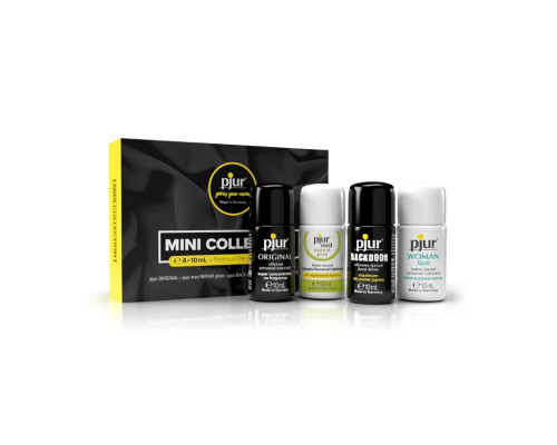 Набір змазок pjur MINI COLLECTION 4×10 мл: med REPAIR glide, WOMAN Nude, ORIGINAL, BACKDOOR Relaxing