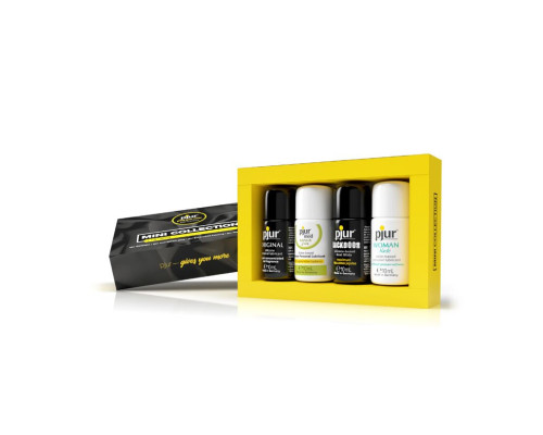 Набір змазок pjur MINI COLLECTION 4×10 мл: med REPAIR glide, WOMAN Nude, ORIGINAL, BACKDOOR Relaxing