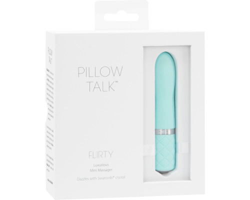 Розкішний вібратор PILLOW TALK - Flirty Teal з кристалом Swarovski, гнучка головка