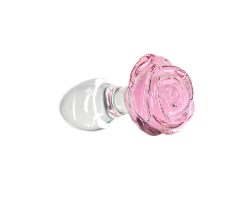 Скляна анальна пробка Pillow Talk Rosy Luxurious Glass Anal Plug, ⌀3,3 см, віброкуля в подарунок