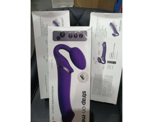 Безремневий страпон з вібрацією Strap-On-Me Vibrating Violet L  (м'ята упаковка)