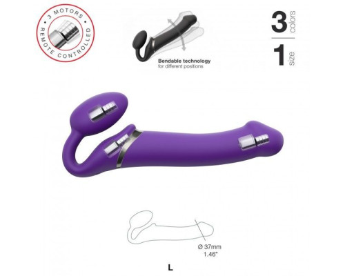 Безремневий страпон з вібрацією Strap-On-Me Vibrating Violet L  (м'ята упаковка)