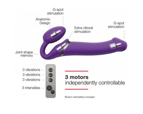 Безремневий страпон з вібрацією Strap-On-Me Vibrating Violet L  (м'ята упаковка)