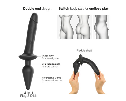 Анальная пробка с дилдо Strap-On-Me SWITCH PLUG-IN REALISTIC DILDO BLACK - L (мятая упаковка)