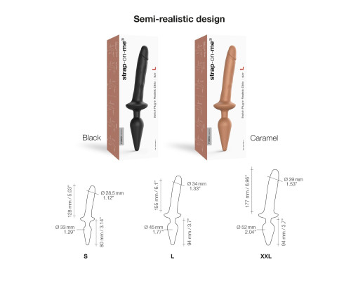Анальная пробка с дилдо Strap-On-Me SWITCH PLUG-IN REALISTIC DILDO BLACK - L (мятая упаковка)
