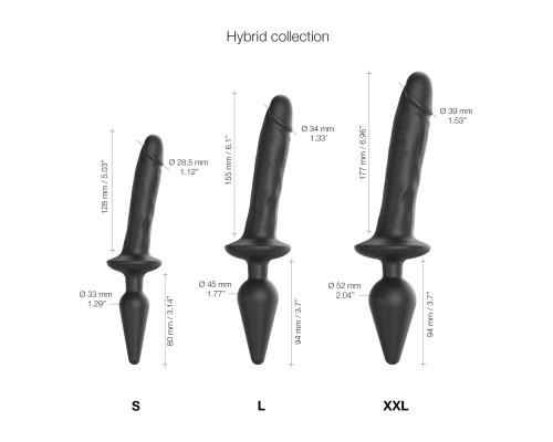 Анальная пробка с дилдо Strap-On-Me SWITCH PLUG-IN REALISTIC DILDO BLACK - L (мятая упаковка)