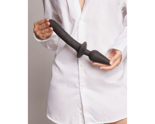 Анальная пробка с дилдо Strap-On-Me SWITCH PLUG-IN REALISTIC DILDO BLACK - L (мятая упаковка)