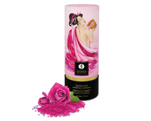 Пінлива сіль для ванни Shunga Dead Sea salt Oriental Crystals — Rose Petal (500 г), Мертвого моря