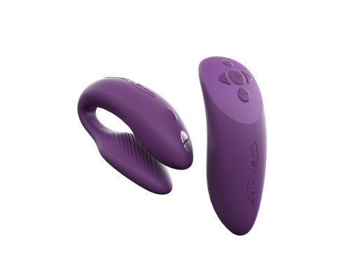 Смарт-вібратор для пар We-Vibe Chorus Purple, сенсорне керування вібраціями стисненням пульта