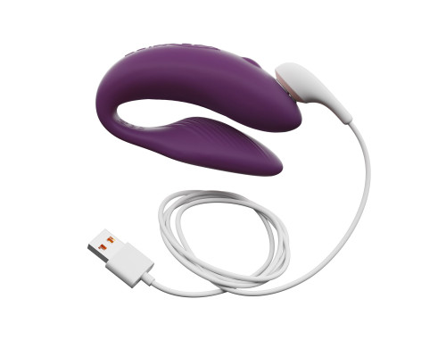 Смарт-вібратор для пар We-Vibe Chorus Purple, сенсорне керування вібраціями стисненням пульта