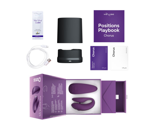 Смарт-вібратор для пар We-Vibe Chorus Purple, сенсорне керування вібраціями стисненням пульта