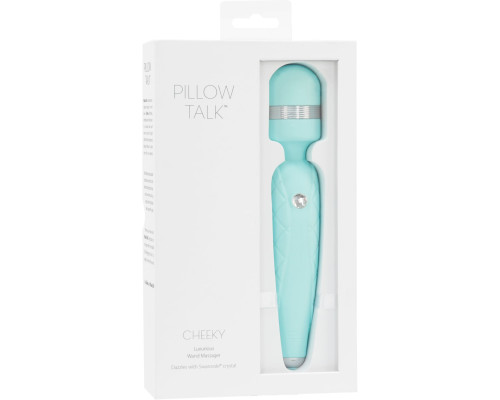 Розкішний вібромасажер PILLOW TALK - Cheeky Teal з кристалом Swarovski, плавне підвищення потужності