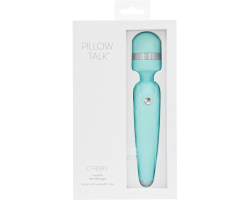 Розкішний вібромасажер PILLOW TALK - Cheeky Teal з кристалом Swarovski, плавне підвищення потужності
