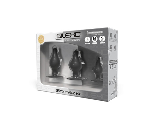 Набір анальних пробок SilexD Silicone Plug Kit двошарові, силікон+Silexpan, діаметр 3,4; 4; 4,5 см