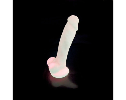 Фалоімітатор SilexD Johnny Pink Glow in the dark, двошаровий, силікон+Silexpan, діаметр 3,5см