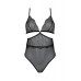 Боді Passion AMBERLY BODY 6XL/7XL black, асиметричний крій, мереживний ліф, золота нитка