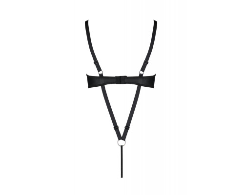 Боді з екошкіри Passion CELINE BODY 6XL/7XL black, з доступом, відкритий