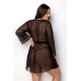 Пеньюар Passion AMBERLY PEIGNOIR 6XL/7XL, black, ажурні декольте та манжети, широкі рукави