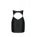 Мінісукня з екошкіри Passion CELINE CHEMISE 6XL/7XL, black, шнурівка, трусики в комплекті