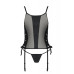 Сітчастий корсет з екошкіри Passion MALWIA CORSET 4XL/5XL black, з люверсами та знімними пажами