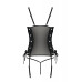 Сітчастий корсет з екошкіри Passion MALWIA CORSET 4XL/5XL black, з люверсами та знімними пажами