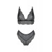 Комплект білизни Passion AMBERLY SET 6XL/7XL black, ліф, трусики бразиліана, люрексова нитка