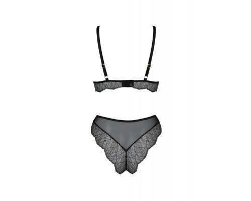 Комплект білизни Passion AMBERLY SET 6XL/7XL black, ліф, трусики бразиліана, люрексова нитка
