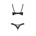 Комплект з екошкіри Passion CELINE BIKINI 6XL/7XL black, відкритий бра, стрінги зі шнурівкою