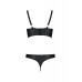 Комплект з екошкіри Passion MALWIA BIKINI 4XL/5XL black, з люверсами та ремінцями, бра, трусики