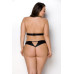 Комплект із екошкіри Passion MALWIA SET with Open Bra 6XL/7XL black, топ та трусики з люверсами