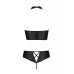 Комплект з екошкіри Passion NANCY BIKINI 4XL/5XL black, бра та трусики з імітацією шнурівки
