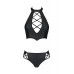 Комплект з екошкіри Passion NANCY BIKINI 6XL/7XL black, бра та трусики з імітацією шнурівки
