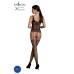 Бодістокінг Passion ECO BS001 One Size black, з доступом, імітація підв’язок, флористичний декор