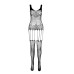 Бодістокінг Passion ECO BS001 One Size black, з доступом, імітація підв’язок, флористичний декор