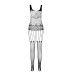 Бодістокінг Passion ECO BS001 One Size white, з доступом, імітація підв’язок, флористичний декор