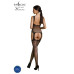 Бодістокінг Passion ECO BS008 black, з доступом, флористичний декор, імітація підв’язок