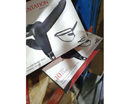 Подвійний страпон з вібрацією Fetish Tentation Vibrating Strap-On with Double Dildo (м'ята упаковка!!!)