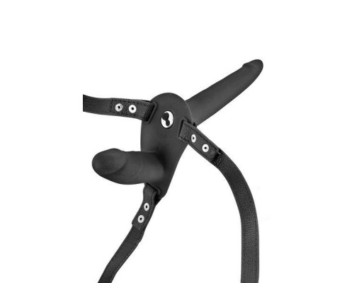 Подвійний страпон з вібрацією Fetish Tentation Vibrating Strap-On with Double Dildo (м'ята упаковка!!!)