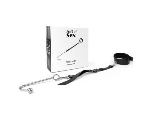Анальний гак 1 із нашийником з натуральної шкіри Art of Sex - Anal hook, Чорний