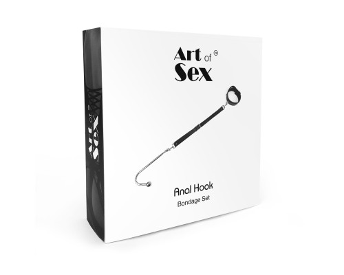 Анальний гак 1 із нашийником з натуральної шкіри Art of Sex - Anal hook, Чорний