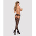Панчохи-стокінги із комбінованою сіткою Obsessive Garter stockings S214 S/M/L, чорні
