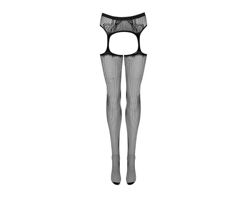 Сітчасті панчохи-стокінги з візерунком на сідницях Obsessive Garter stockings S232 S/M/L, чорні, імі