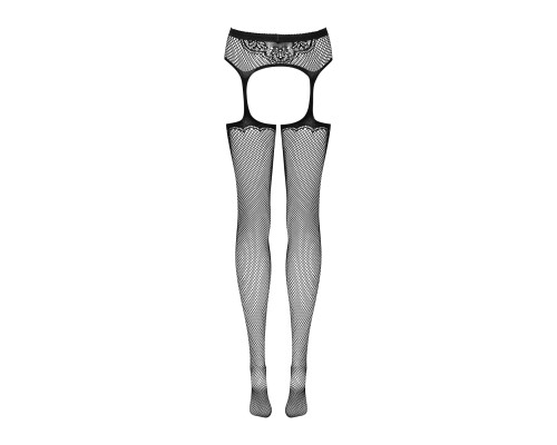 Сітчасті панчохи-стокінги з візерунком на сідницях Obsessive Garter stockings S232 S/M/L, чорні, імі