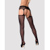 Сітчасті панчохи-стокінги з мереживним поясом Obsessive Garter stockings S307 S/M/L, чорні, імітація