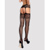 Сітчасті панчохи-стокінги з імітацією гартерів Obsessive Garter stockings S500S/M/L, чорні