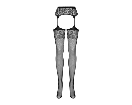 Сітчасті панчохи-стокінги з імітацією гартерів Obsessive Garter stockings S500S/M/L, чорні