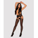 Сітчасті панчохи-стокінги під леопард Obsessive Garter stockings S817 S/M/L, імітація гартерів, з до