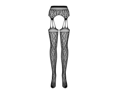 Сітчасті панчохи-стокінги під леопард Obsessive Garter stockings S817 S/M/L, імітація гартерів, з до