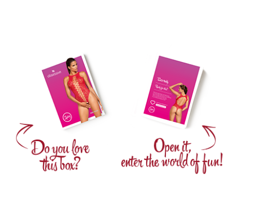 Ажурний бодістокінг із ефектом шнурівки Obsessive B120 teddy red S/M/L, червоний